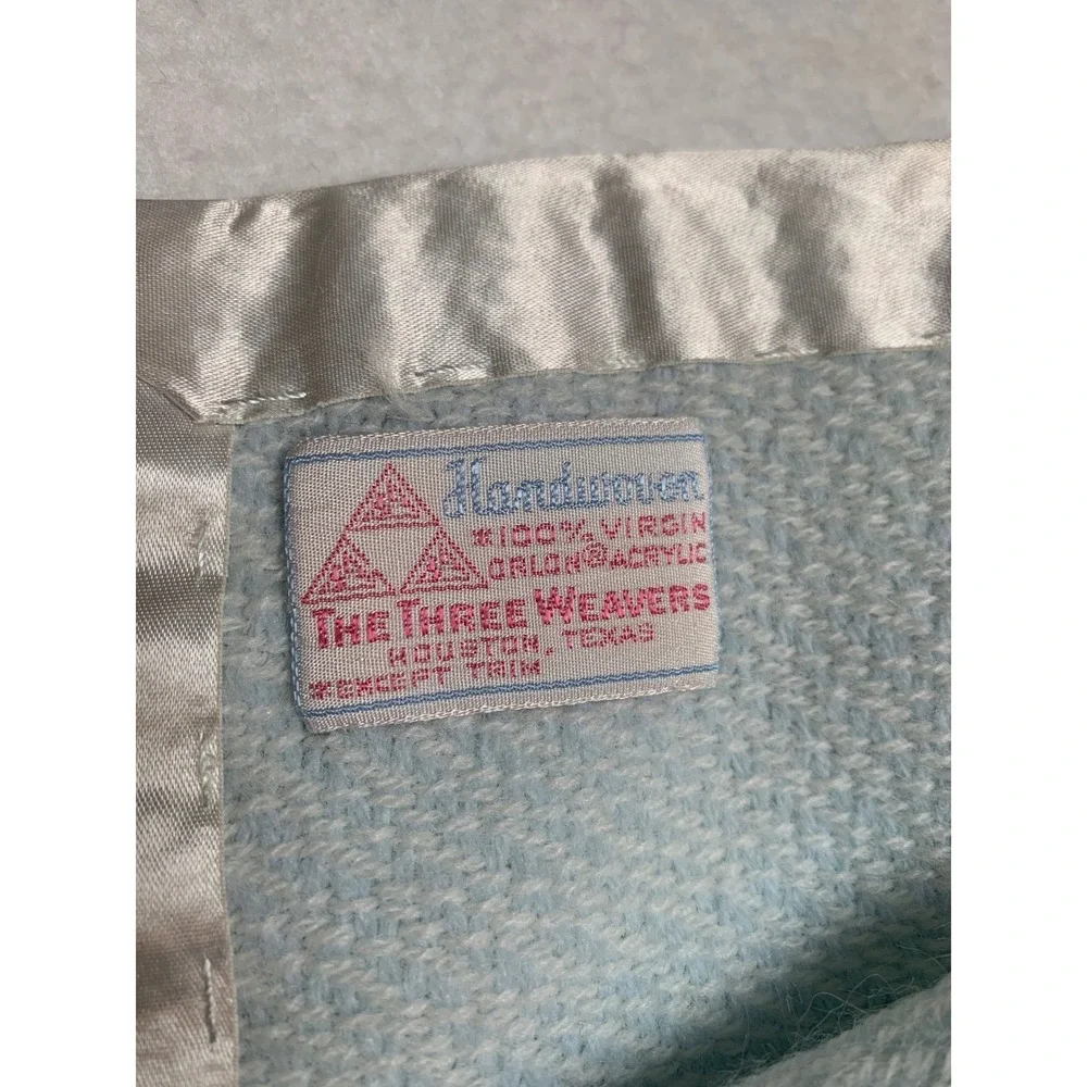 Vintage Handwoven The Three‎ Weavers Baby Blanket 100% Virgin Orlon Acrylic USA